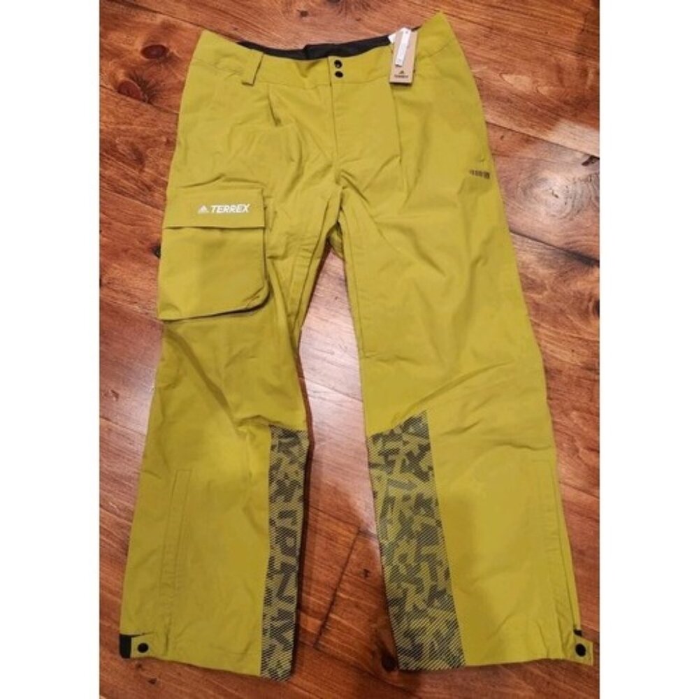 NWT adidas Mens Large TERREX 3-LAYER Nylon Snow Pants Olive HC7717 $400